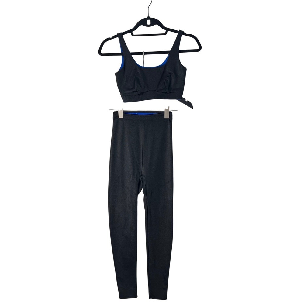 Yitty Lizzo Activewear Set Bra Top Leggings Athletic Workout Gym Blue Trim Xs